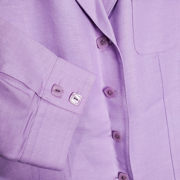 Emma James Linen Blend Pastel Purple Button Down Collar Blouse Size 12 - Picture 4 of 9